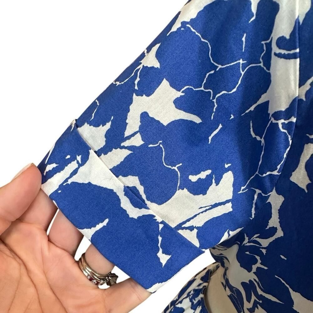 NWT Aakaa Anthropologie Small Side Cutout Blue White Maxi Artsy Festive Dress - Picture 8 of 16